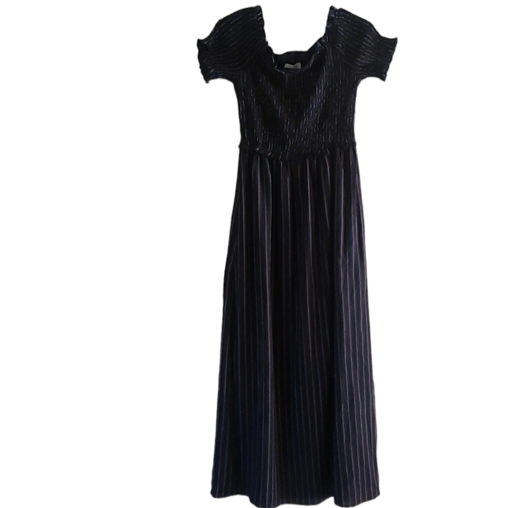Blues & Greys Maxi Dress with Slip, Smocked Top